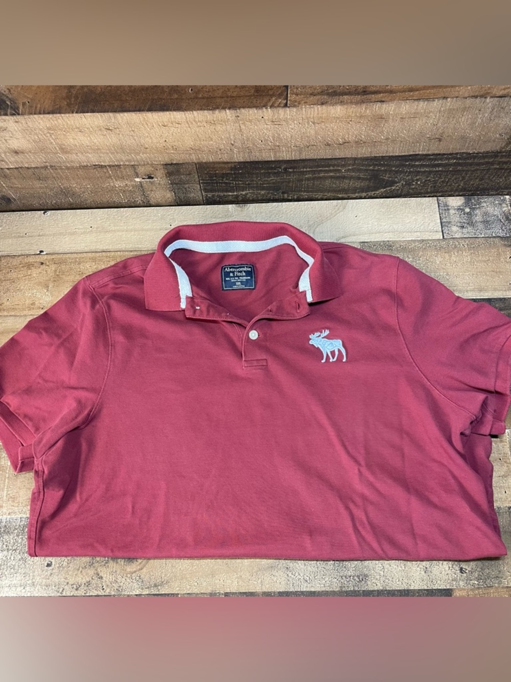 Abercrombie & Fitch Men’s Polo Maroon White Embroidered Elk